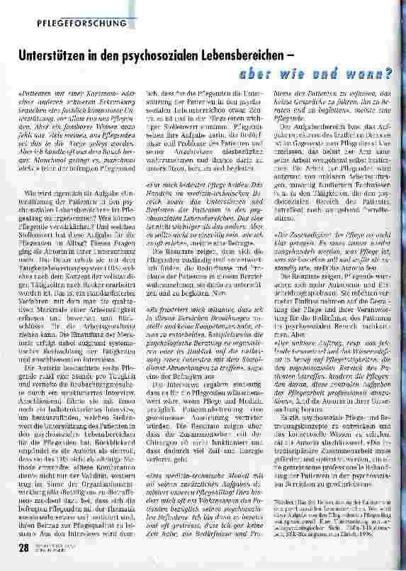 Vorschauseite 1: Unterstützen in den psychoszialen Lebensbereichen - aber wie und wann?