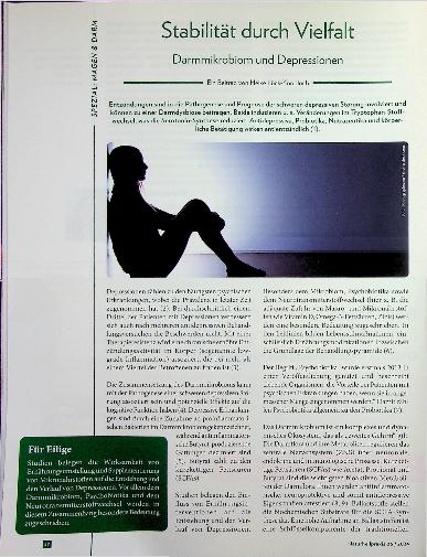 Vorschauseite 1: Stabilität durch Vielfalt: Darmmikrobiom und Depressionen