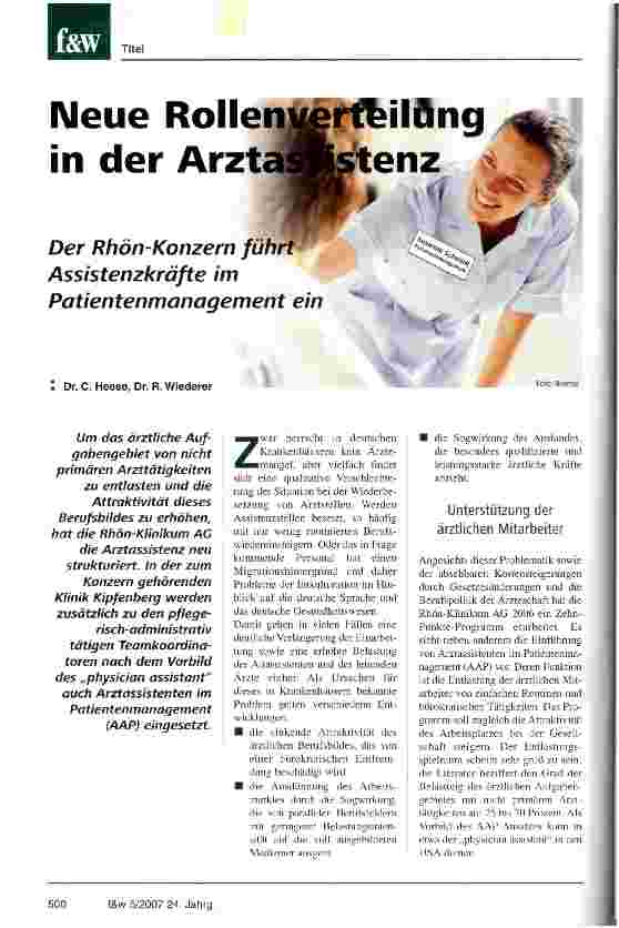 Vorschauseite 1: Neue Rollenverteilung in der Arztassistent