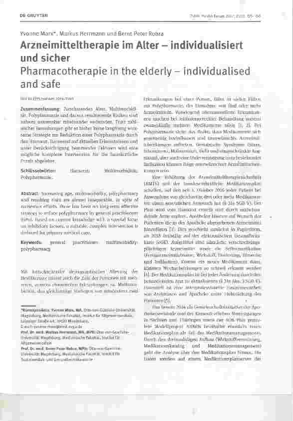 Vorschauseite 1: Arzneimitteltherapie im Alter individualisiert und sicher