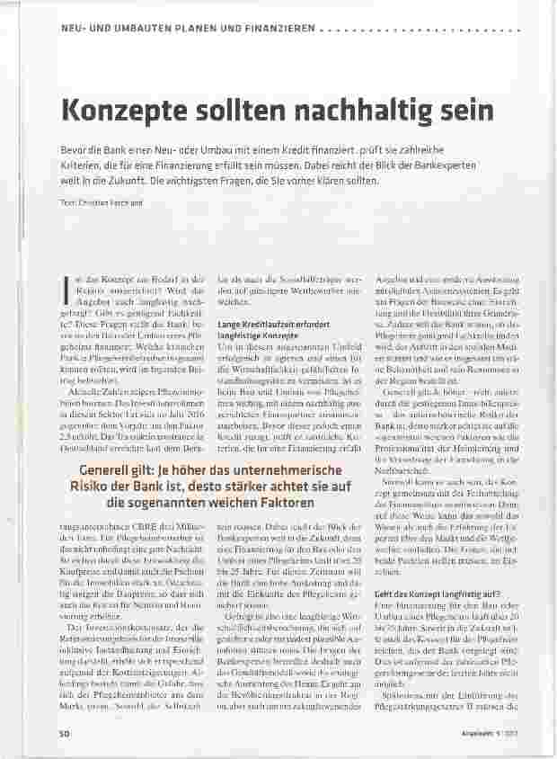 Vorschauseite 1: Konzepte sollten nachhaltig sein