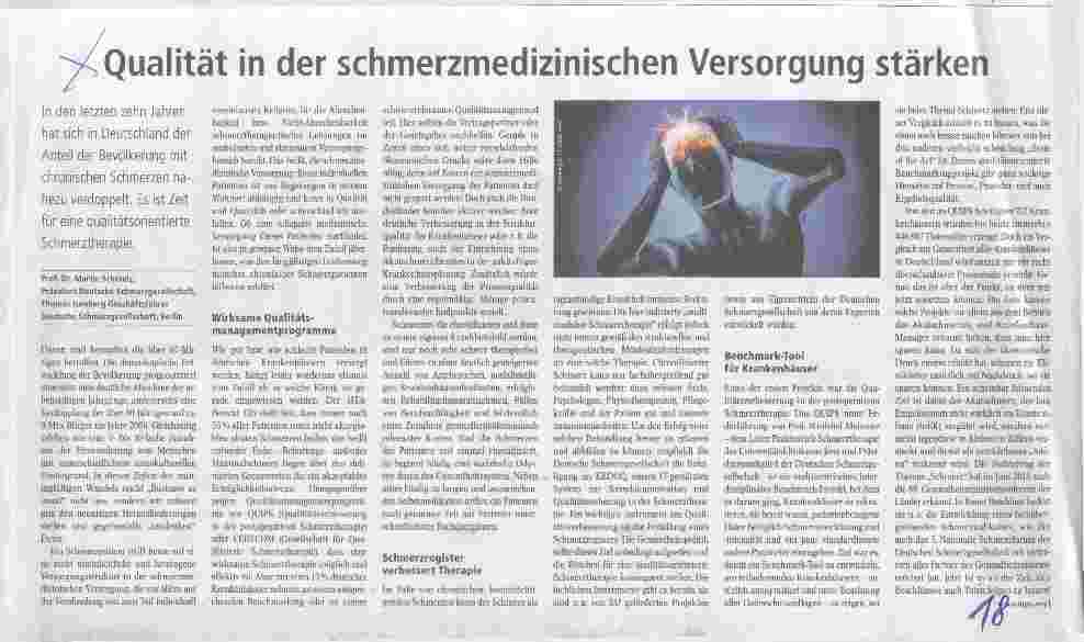 Vorschauseite 1: Qualität in der schmerzmedizinischen Versorgung stärken