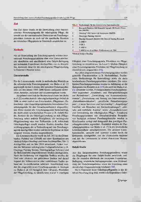 Vorschauseite 3: Entwicklung einer österreichischen Forschungsagenda für onkologische Pflege