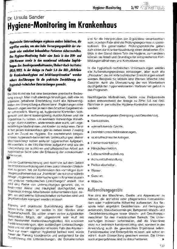 Vorschauseite 1: Hygiene-Monitoring im Krankenhaus