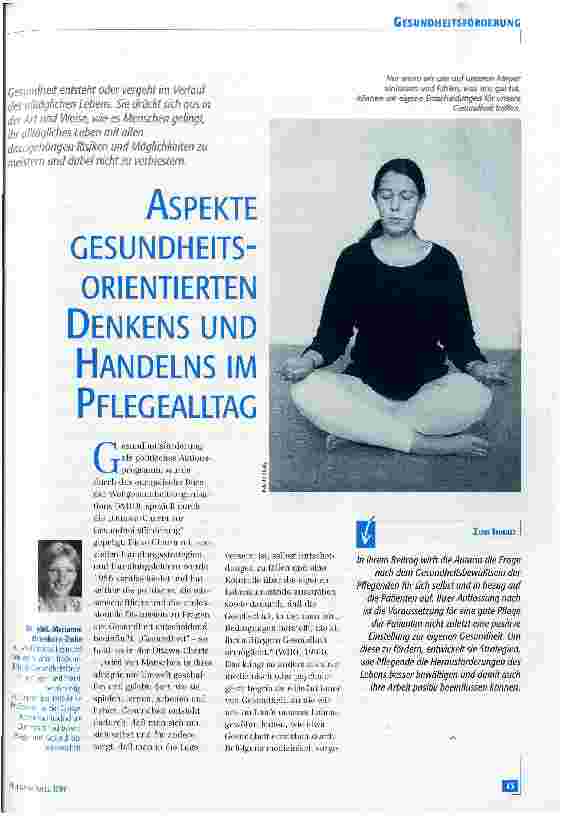 Vorschauseite 1: Aspekte gesundheitsorientierten Denkens und Handelns im Pflegealltag