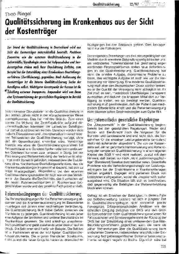 Vorschauseite 1: Qualitätssicherung im Krankenhaus aus der Sicht der Kostenträger