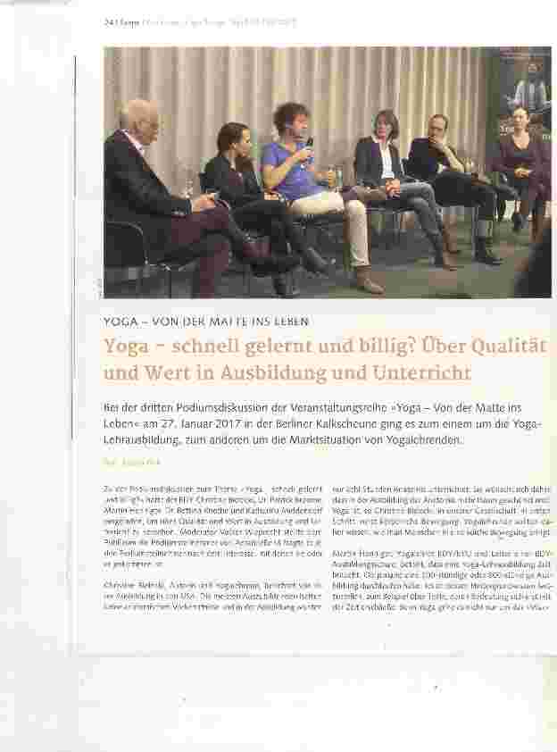 Vorschauseite 1: YOGA - VON DER MATTE INS LEBEN Yoga schnell gelernt und billig? Über Qualität und Wert in Ausbildung und Unterricht