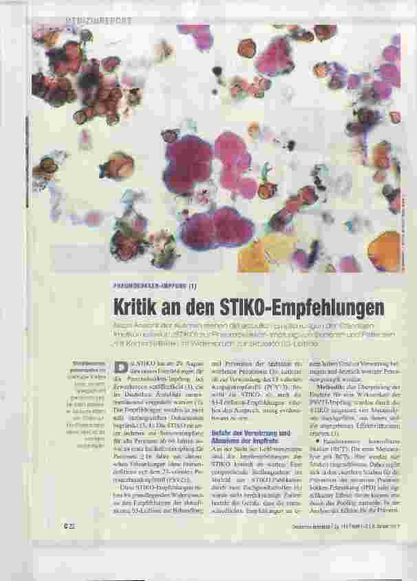 Vorschauseite 1: PNEUMOKOKKEN-IMPFUNG (1) Kritik an den STiKO-Empfehlungen