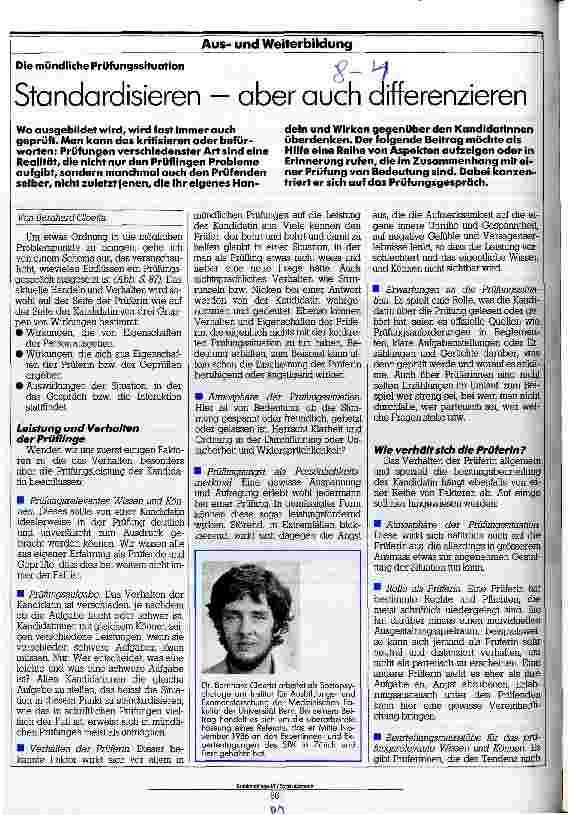 Vorschauseite 1: Standardisieren - aber auch differenzieren Die mündliche Prüfungssituation