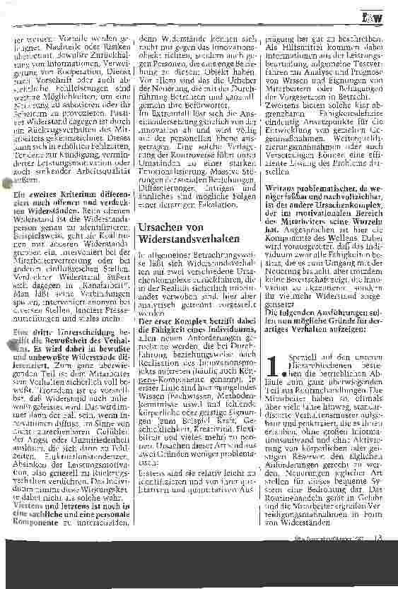 Vorschauseite 2: Personelle Innovationswiderstände im Krankenhaus Teil I: Erscheinungsformen und Ursachen von Widerständen