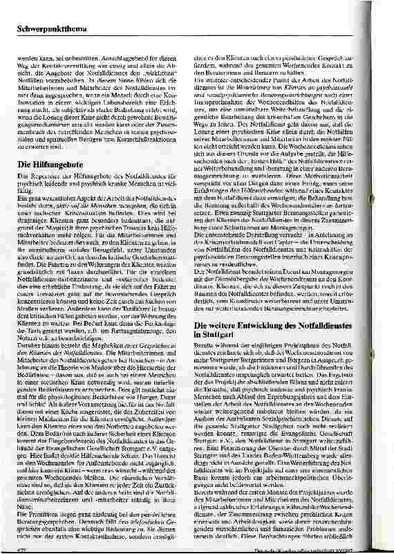 Vorschauseite 3: Der Notfalldienst in Stuttgart Ambulante Hilfen am Wochenende für Menschen in Krisensituationen