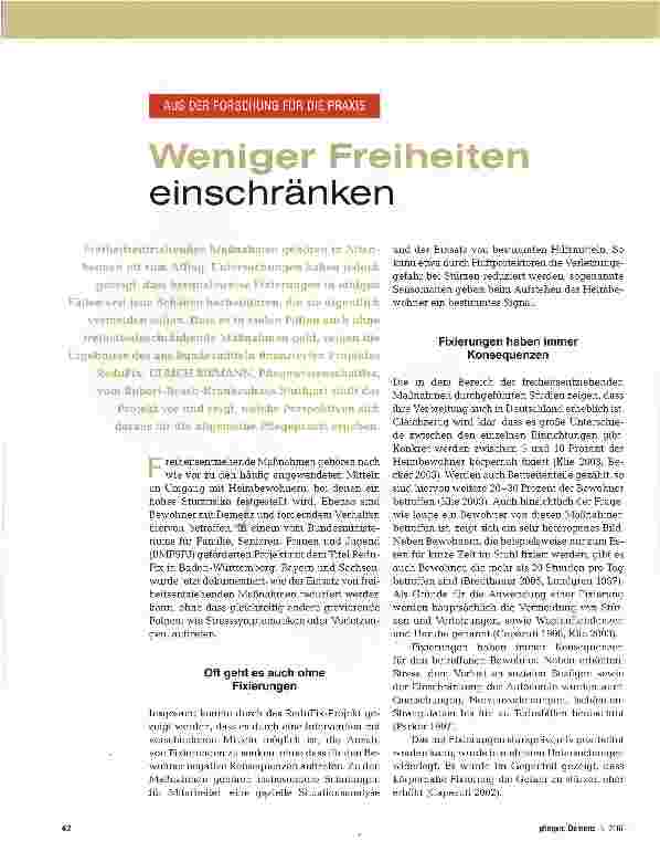 Vorschauseite 1: Weniger Freiheiten einschränken