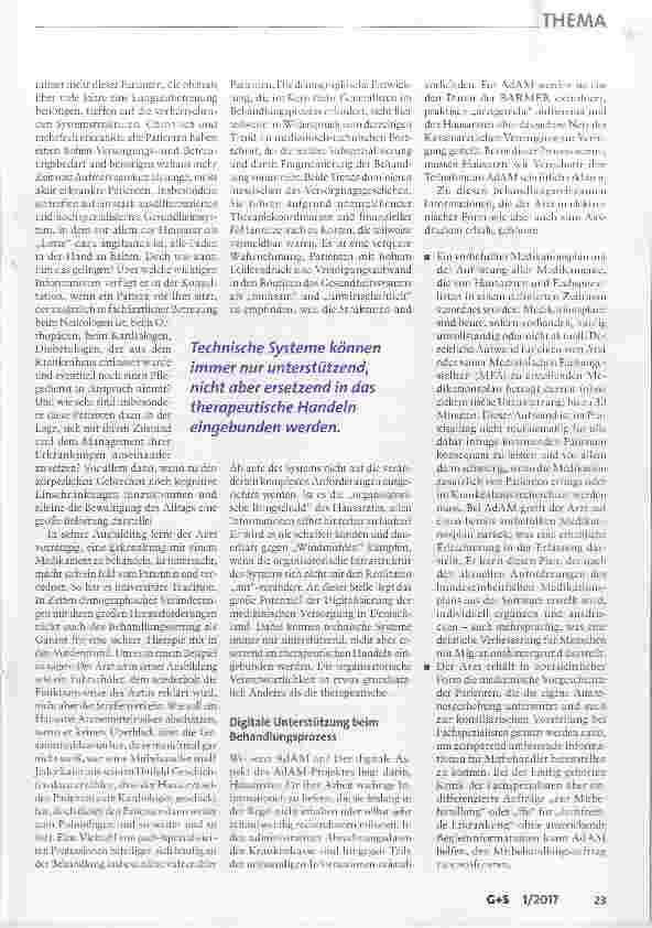 Vorschauseite 2: Das Projekt Anwendung für ein digital unterstütztes Arzneimitteltherapie- Management AdAM
