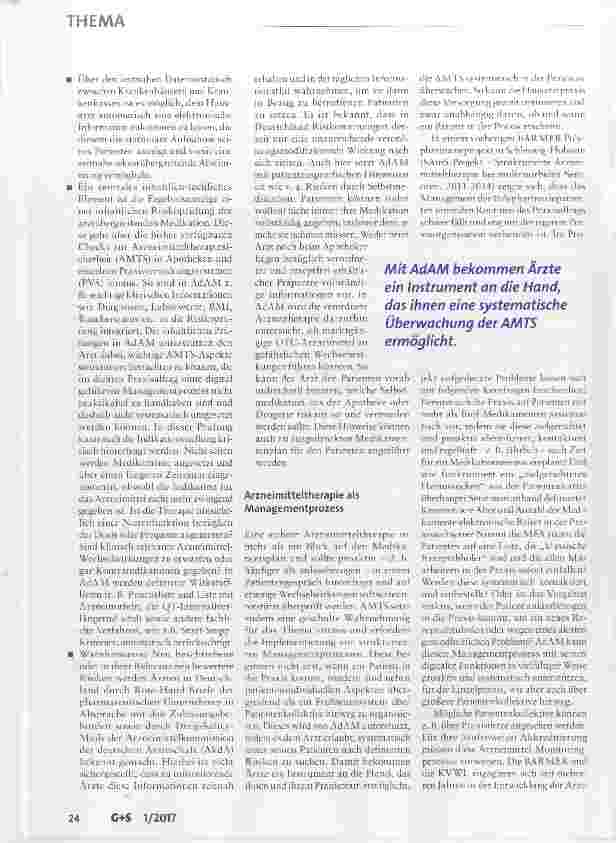 Vorschauseite 3: Das Projekt Anwendung für ein digital unterstütztes Arzneimitteltherapie- Management AdAM