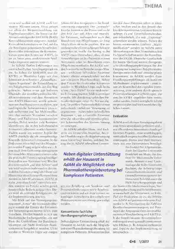 Vorschauseite 4: Das Projekt Anwendung für ein digital unterstütztes Arzneimitteltherapie- Management AdAM