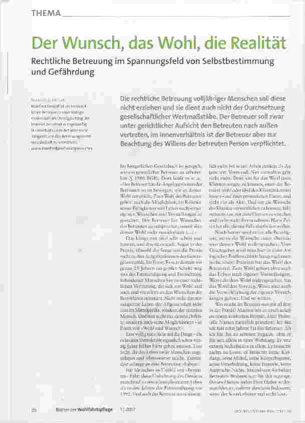 Vorschauseite 1: Der Wunsch, das Wohl, die Realität