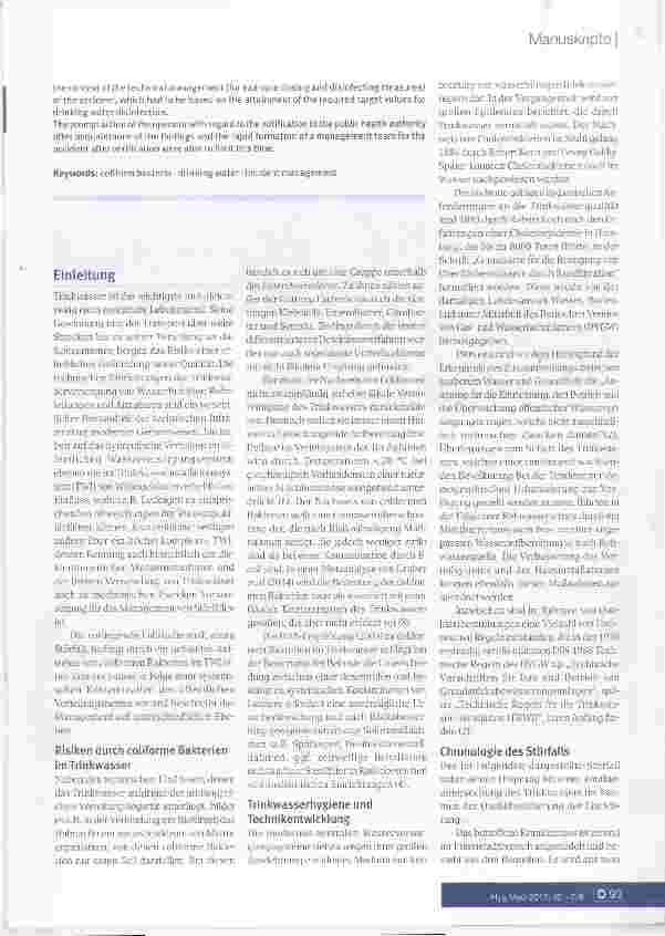 Vorschauseite 2: Störfallmanagement bei coliformen Bakterien im Trinkwassersystem Ursachenfindungund Schadensbegrenzung (Fallstudie)