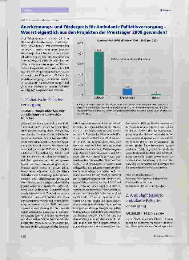 Vorschauseite 1: Anerkennungsund Förderpreis für Ambulante Palliativversorgung Was ist eigentlich aus den Projekten der Preisträger 2008 geworden?