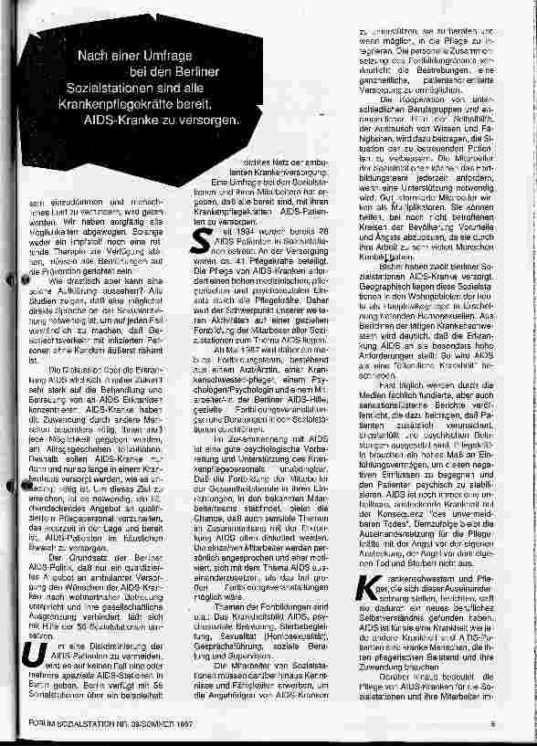 Vorschauseite 2: Sozialstationen - Pflegeadresse für AIDS-Kranke