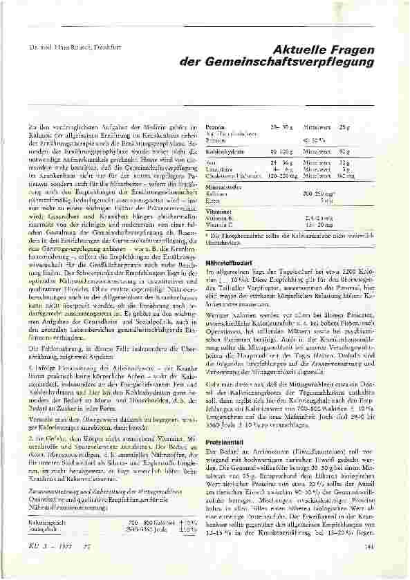 Vorschauseite 1: Aktuelle Fragen der Gemeinschaftsverpflegung