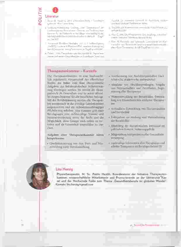 Vorschauseite 3: Eine Therapeutenkammer für Gesundheitsberufe?