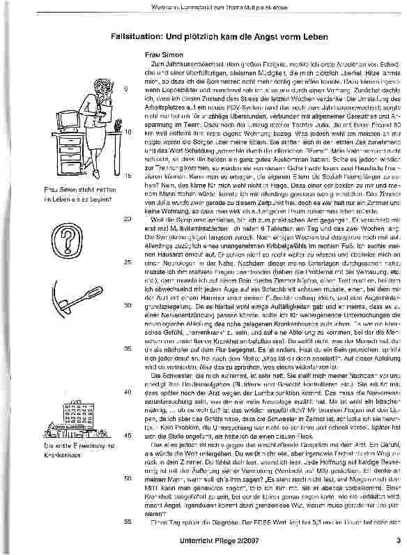 Vorschauseite 2: Lernmaterial zum Thema Multiple Sklerose mitder Fallsituation „Und plötzlich kam die Angst vorm Leben