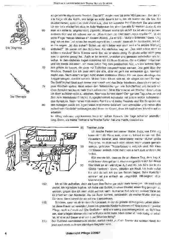 Vorschauseite 3: Lernmaterial zum Thema Multiple Sklerose mitder Fallsituation „Und plötzlich kam die Angst vorm Leben