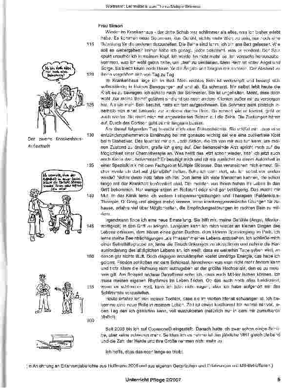 Vorschauseite 4: Lernmaterial zum Thema Multiple Sklerose mitder Fallsituation „Und plötzlich kam die Angst vorm Leben