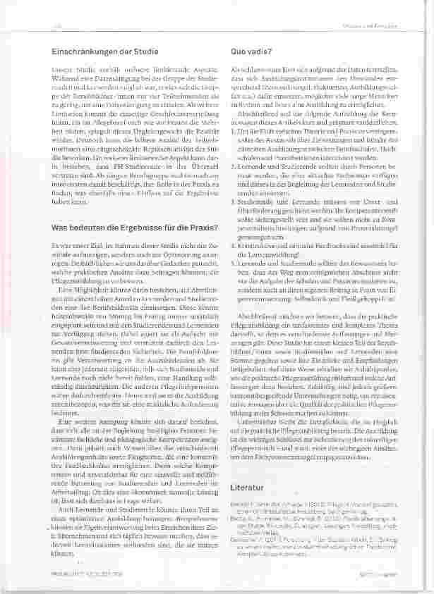 Vorschauseite 6: Zwischen Anspruch und Realität Die praktische Pfiegeausbiidung aus der Perspektive vonStudierenden, Lernenden und Berufsbiidner/-innen im Kanton St. Gallen