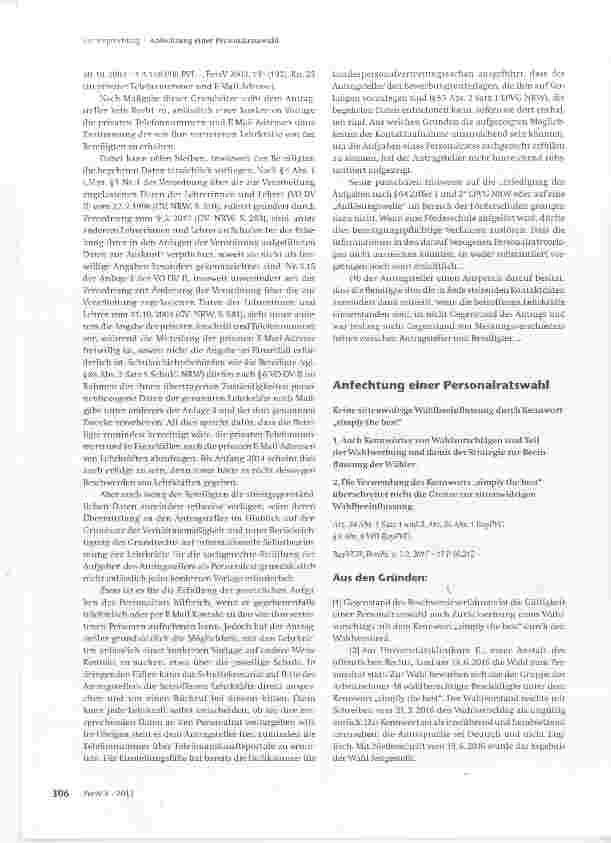 Vorschauseite 2: Kein Informationsanspruch des Personalrats auf private Telefonnummern
