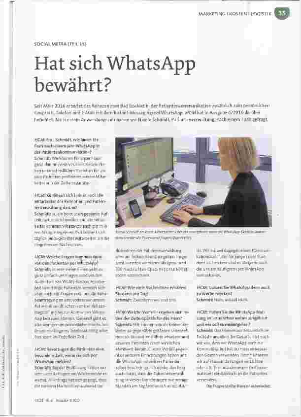 Vorschauseite 1: SOCIAL MEDIA (TEIL 15) Hat sich WhatsApp bewährt?