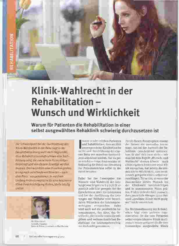 Vorschauseite 1: Klinik-Wahlrecht in der Rehabilitation - Wunsch und Wirklichkeit