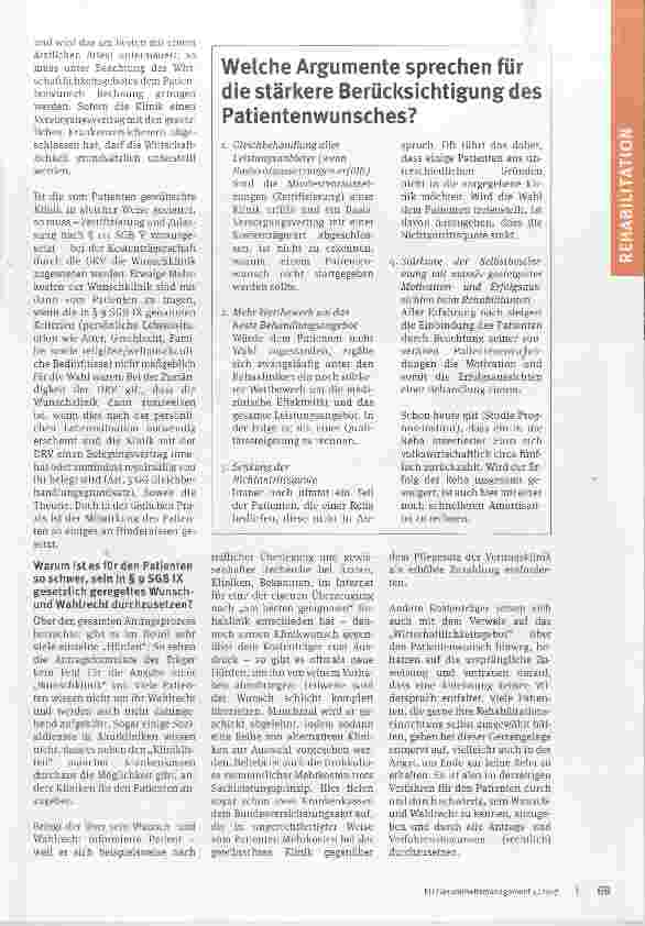 Vorschauseite 2: Klinik-Wahlrecht in der Rehabilitation - Wunsch und Wirklichkeit