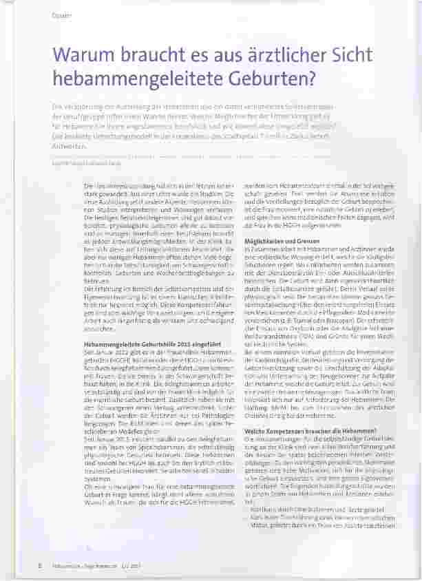 Vorschauseite 1: Warum braucht es aus ärztlicher Sicht hebammengeleitete Geburten?