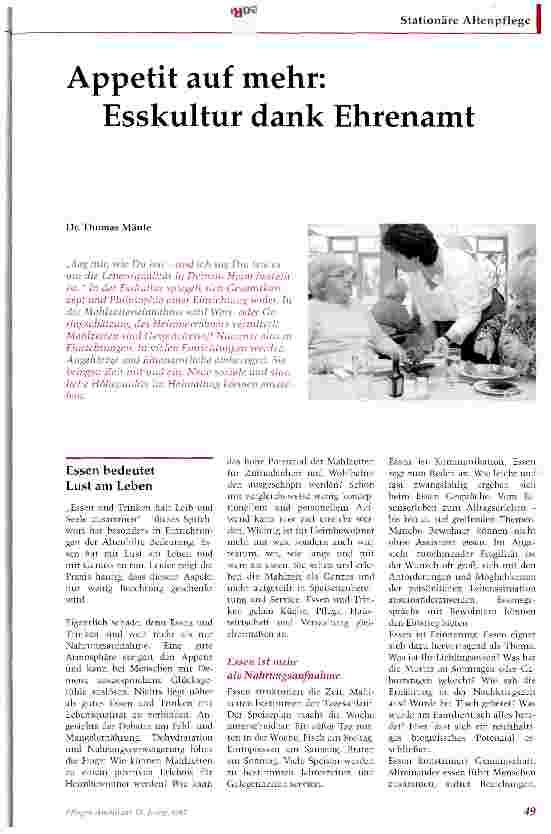 Vorschauseite 1: Appetit auf mehr: Esskultur dank Ehrenamt