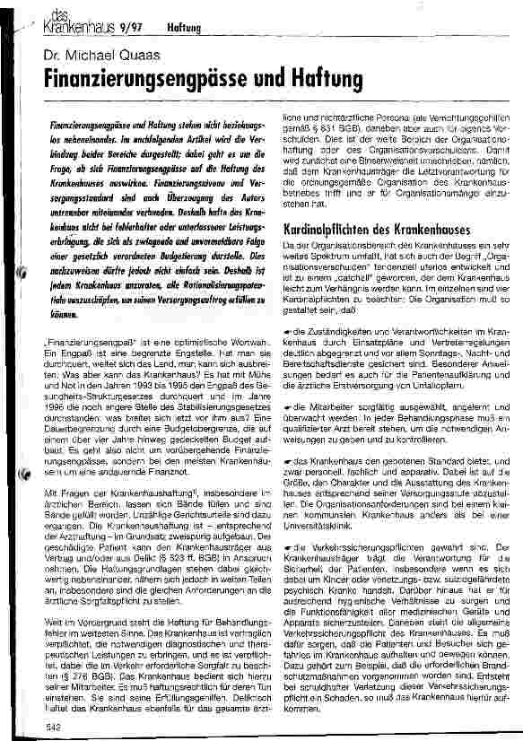 Vorschauseite 1: Finanzierungsengpässe und Haftung