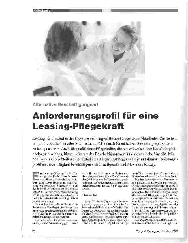 Vorschauseite 1: Anforderungsprofil für eine Leasing-Pflegekraft