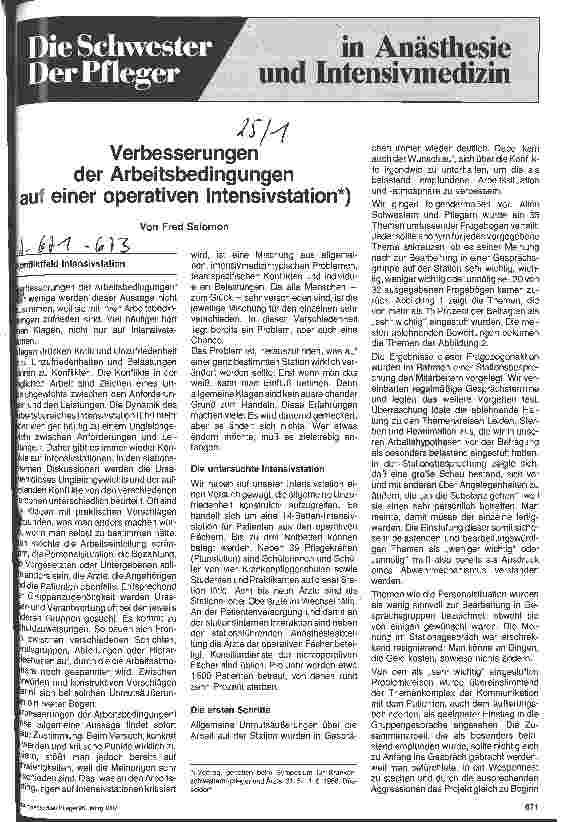 Vorschauseite 1: Verbesserungen der Arbeitsbedingungen auf einer operativen Intensivstation