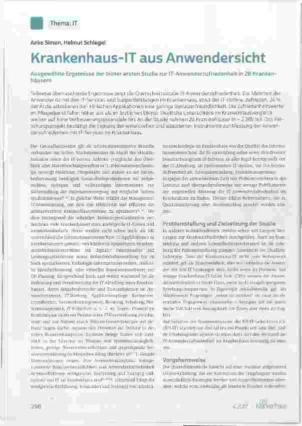 Vorschauseite 1: Krankenhaus-IT aus Anwendersicht
