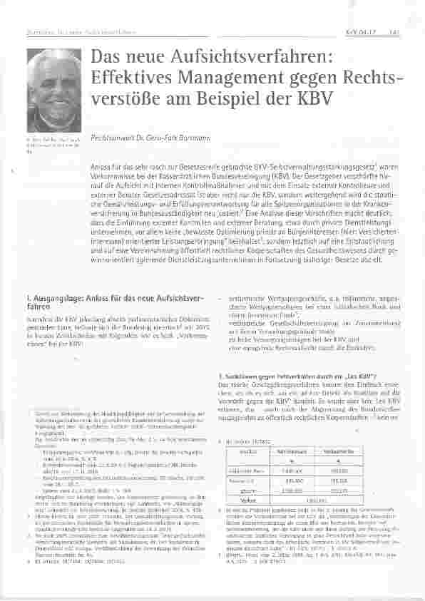 Vorschauseite 1: Das neue Aufsichtsverfahren: Effektives Management gegen Rechtsverstöße am Beispiel der KBV