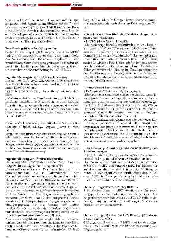 Vorschauseite 2: Die wesentlichen Neuerungen des Gesetzes zur Änderung medizinprodukterechtlicher und anderer Vorschriften