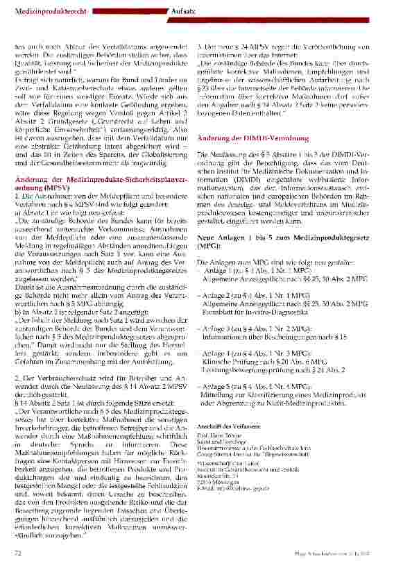 Vorschauseite 4: Die wesentlichen Neuerungen des Gesetzes zur Änderung medizinprodukterechtlicher und anderer Vorschriften