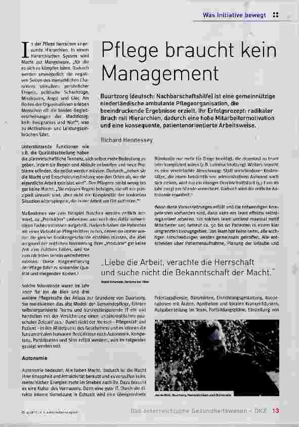 Vorschauseite 1: Pflege braucht Management