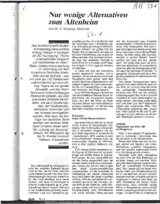 Vorschauseite 1: Nur wenige Alternativen zum Altenheim