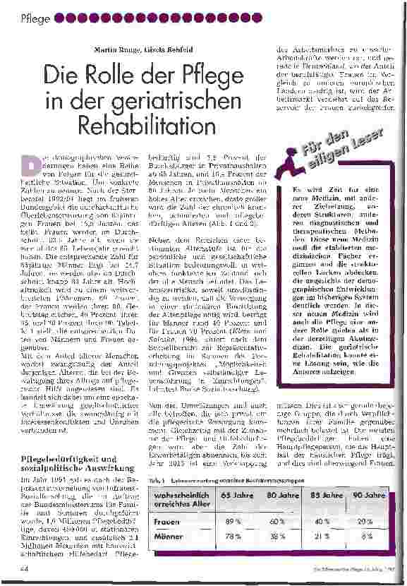 Vorschauseite 1: Die Rolle der Pflege in der geriatrischen Rehabilitation