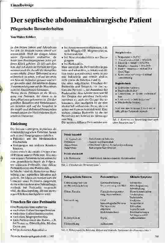 Vorschauseite 1: Der septische abdominalchirurgische Patient Pflegerische Besonderheiten