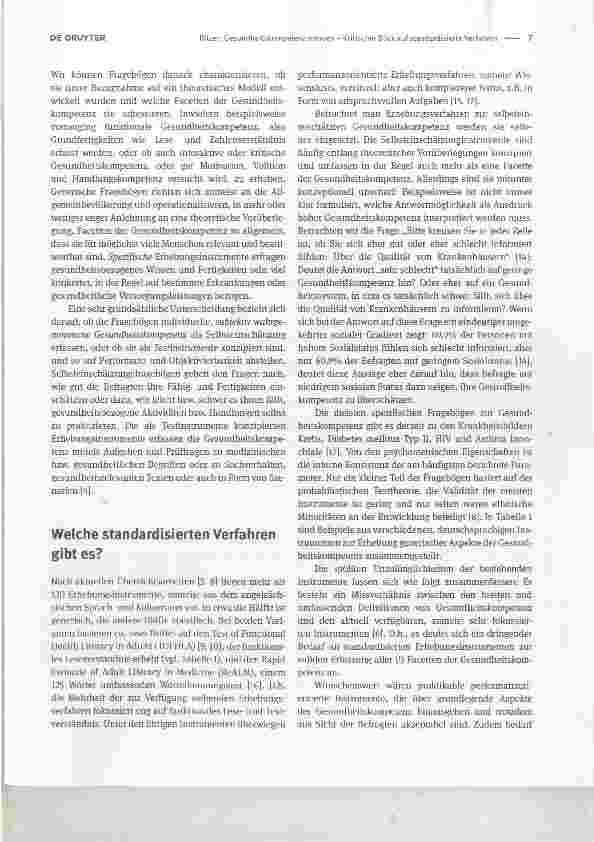Vorschauseite 2: Gesundheitskompetenz messen - Kritischer Blick auf standardisierte Verfahren Measuring health literacy a criticial view on standardised measures