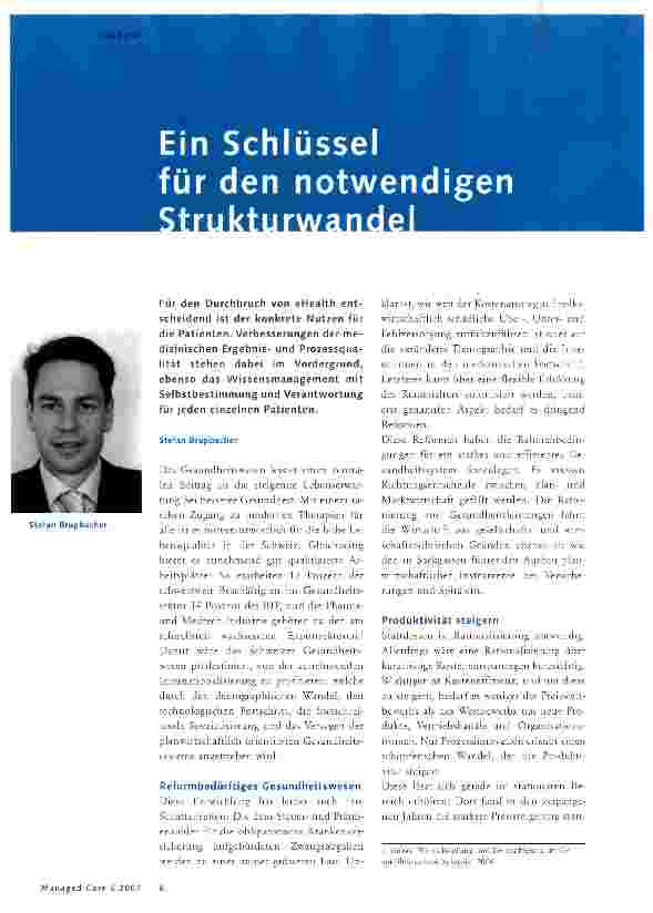 Vorschauseite 1: Ein Schlüssel für den notwendigen Strukturwandel