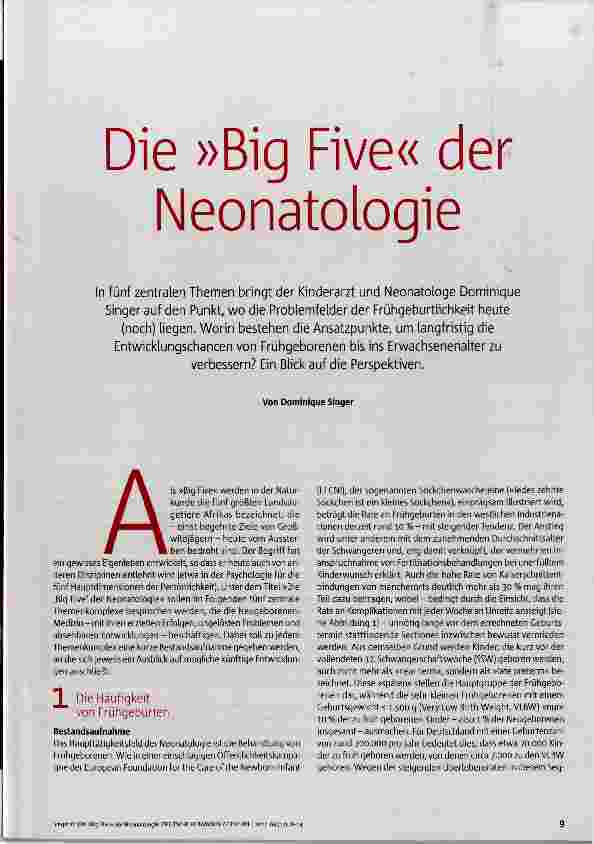 Vorschauseite 2: Die »Big Five« der Neonatologie