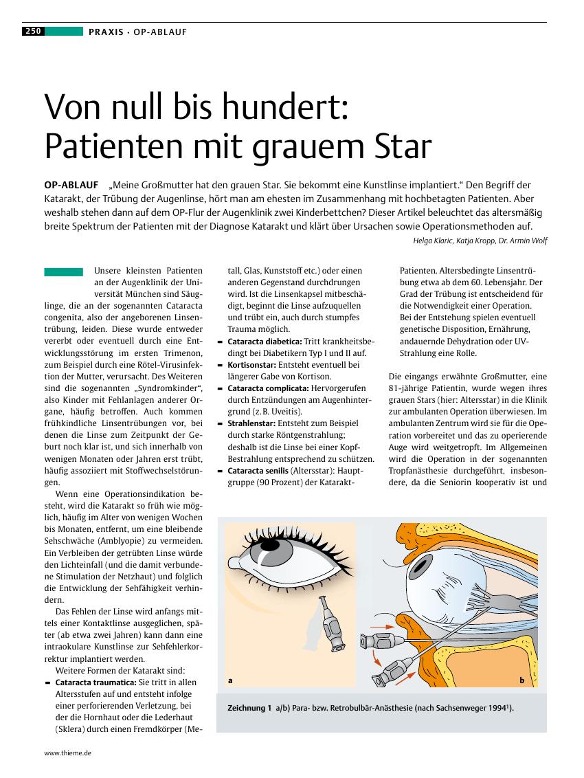 Vorschauseite 1: Von null bis hundert: Patienten mit grauem Star